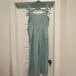 Ann Taylor mint green linen overalls